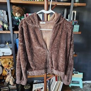 Derek Heart Plush Brown Teddy Jacket